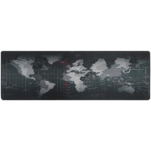KALANKA XXL Mouse Pad - World Map Design, 880 x 300 mm, Non-Slip Rubber Base, Impermeable, Reinforced Edges