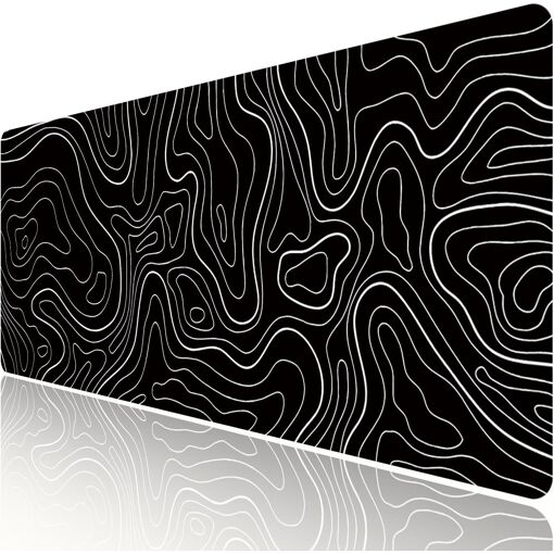 KALANKA XXL Gaming Mouse Pad - Black and White Terrain with Rubber Base, 31.5 x 11.8 Inches Extended Keyboard Pad