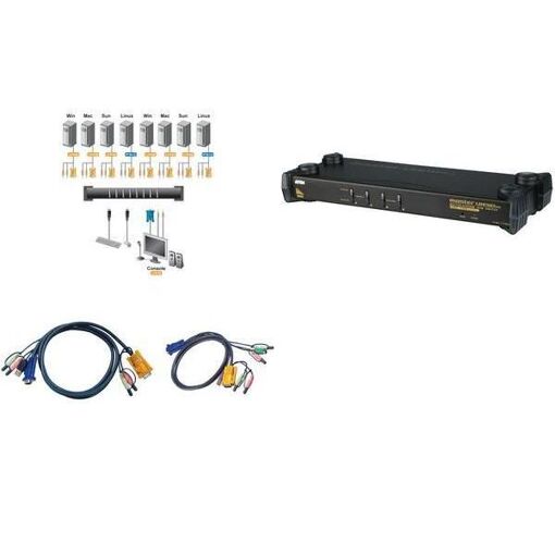 Cable Aten 2L-5303P de 3 m - Teclado/Vídeo/Ratón/Audio (PS/2, VGA, 3,5 mm estéreo)