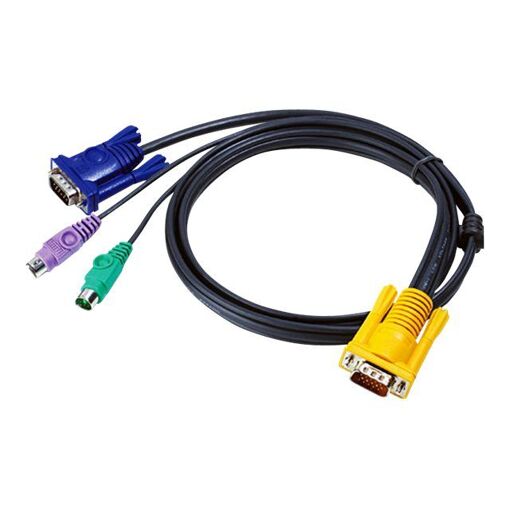 Cable ATEN 2L-5202P - Teclado/Video/Ratón (KVM) - Conector SPHD de 15 pines (M) a PS/2, HD-15 (VGA) (M) - 1,8 m