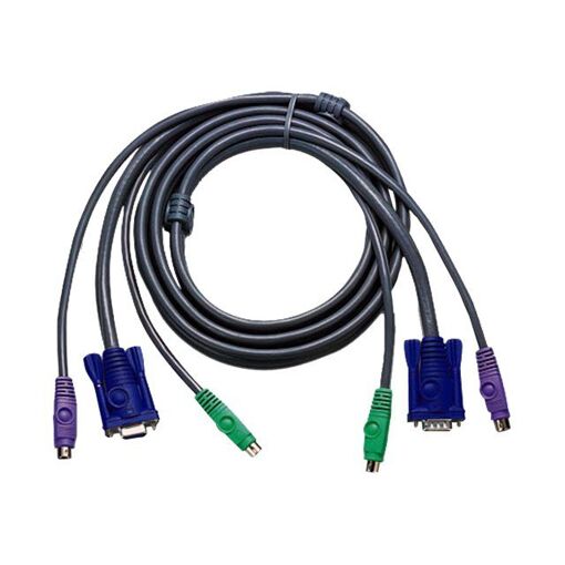 Câble KVM Aten 2L-1001P/C - Clavier, Vidéo et Souris - PS/2, HD-15 VGA (M) vers PS/2, HD-15 VGA - 1,8 m - pour MasterView CS-124A, CS-172; MasterView Lite CS142; MasterView Plus CS138A