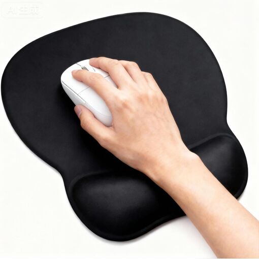 KALANKA Ergonomic Mouse Pad with Wrist Support, Gel Memory Foam Cushion & Anti-Slip Base, Impermeable Gaming Mousepad for Work, Computer, PC, 24x20.5 cm, Black