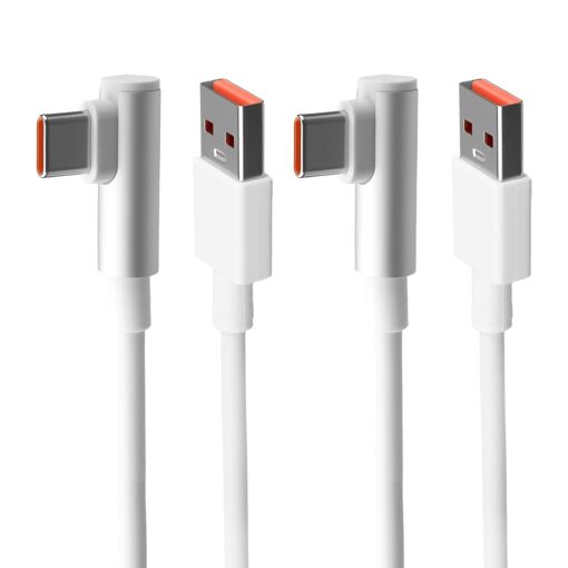 Câble USB C KALANKA 2 pièces 120W 6A 2M à 90 degrés, charge rapide turbo compatible avec Xiaomi 13/12/11 Pro, Note 14/13/12/11, POCO X7/X6/X5/F6/F5, Mi 11/Mi Pad 7/6