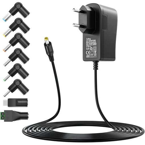 KALANKA Universal Power Supply Charger 5V 2A AC Adapter with 7 Connectors for LCD, LED Strips, Routers, Speakers, USB Hubs, Scales, Android Smartphones, Samsung Galaxy, Huawei, Xiao Mi