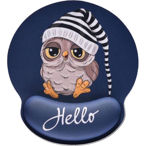KALANKA Ergonomic Mouse Pad with Memory Foam Support, Non-Slip Rubber Base, for Laptop, Gaming and Desk, Cute Owl Design