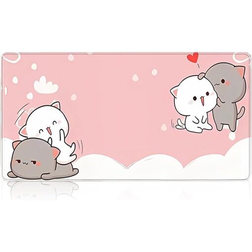 Pad de Ratón KALANKA Rosa Gato Lindo, Gran Fondo de Escritorio para Juegos y Trabajo - 80 * 30cm