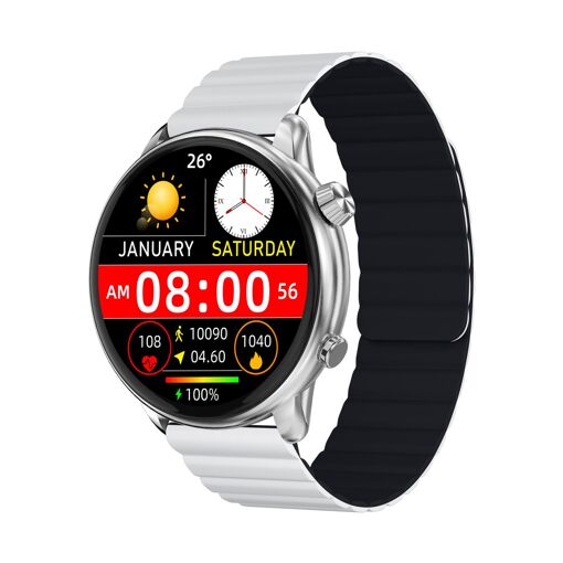 IMIKI TG2 Digital Smartwatch with 1.43" AMOLED Touchscreen Display, Silver