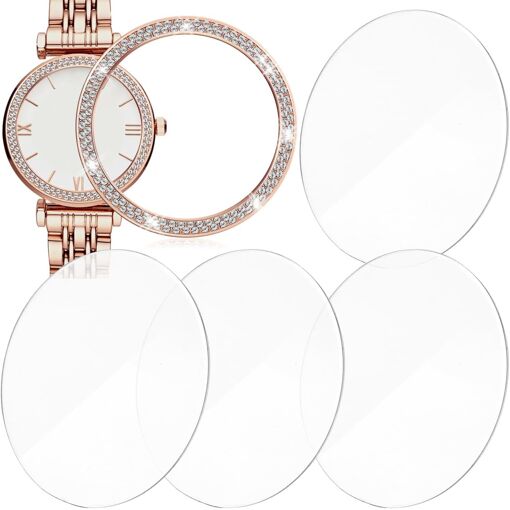 Estuche para reloj KALANKA con anillo doble de strass y 4 protectores de pantalla de vidrio templado - Protección elegante y diaria para Watch 3