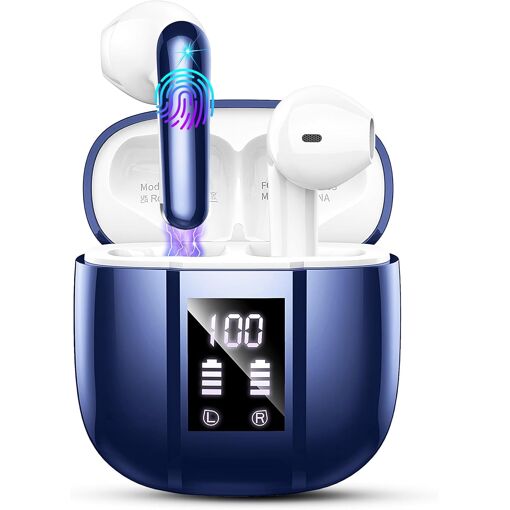 Auriculares Bluetooth KALANKA, Auriculares Estéreo Hi-Fi con 4 Micrófonos HD, Pantalla LED de 45 Horas, Auriculares Inalámbricos con Cancelación de Ruido y Protección IP7