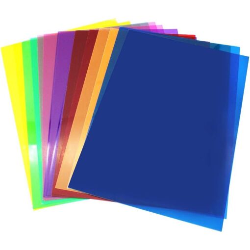 KALANKA 7-Color Gel Filter Set, 29.7x21cm Transparent Sheets for Flash Light LED Video Photo