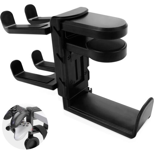 Soporte para auriculares de escritorio KALANKA, gancho giratorio de 360° para auriculares de juego - Soporte compacto para estaciones de trabajo
