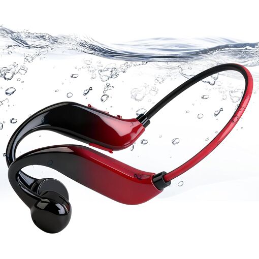 Auriculares KALANKA de conducción ósea Bluetooth con memoria interna de 32 GB, resistentes al agua IPX5, haz de luz nocturna, para deportes, carrera y ciclismo