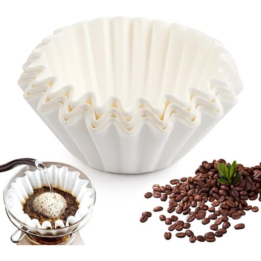 Lot de 100 Filtre à Café Blanc KALANKA - 60/110 mm - Papier Filtre à Café - Jetable - Pour Maison, Café, Bureau