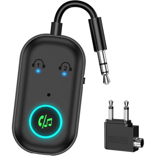 Adaptador Bluetooth KALANKA 5.3 para Avión - Transmisor y receptor Bluetooth 2 en 1 con Avión, TV, Repartidor estéreo - para Auriculares MP3/MP4, Altavoces Hi-Fi, Portátil Computadora, TV