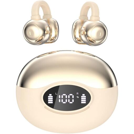 Auriculares Bluetooth inalámbricos KALANKA, diseño de oreja abierta con audio por conducción ósea, estéreo HiFi con cancelación de ruido, auriculares para correr y fitness