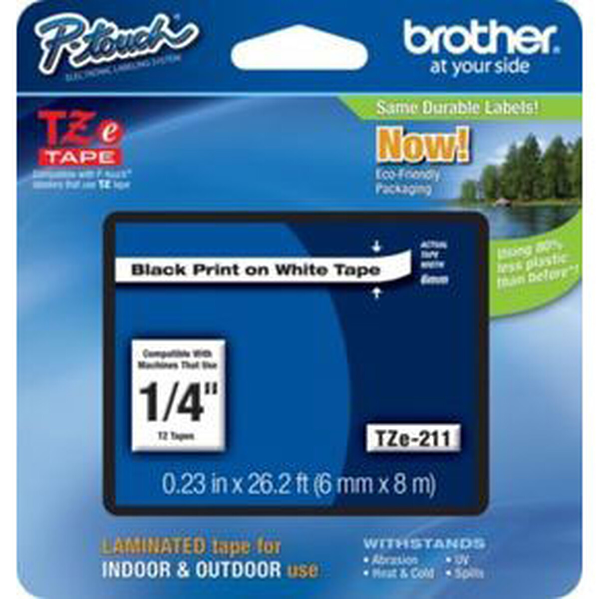 Cintas de etiquetado Brother TZe-211 (6 mm, 8 m, Negro/Blanco)