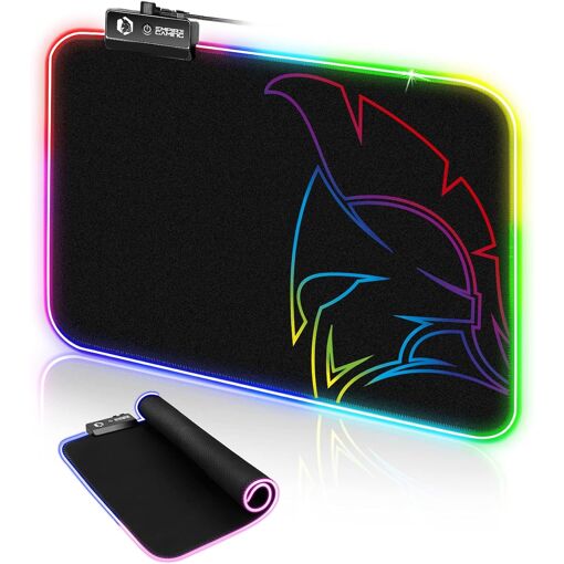 KALANKA Gaming Mouse Pad - Dark Rainbow RGB LED Light - Hydrophobic and Anti-Slip - PC, Mac, Laptop