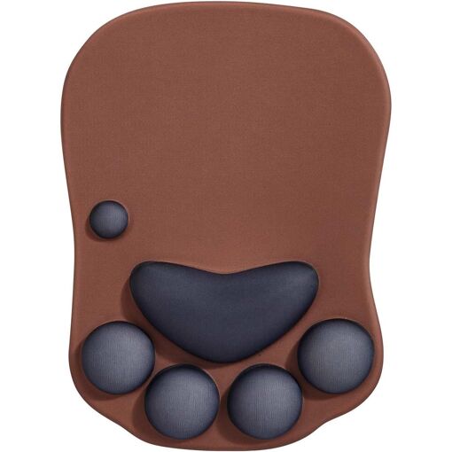 KALANKA Ergonomic Mouse Pad with Wrist Rest, Kawaii Cat Design Silicone Gel Mousepad, Anti-Slip Base, for Home/Office/Gaming, Brown and Black