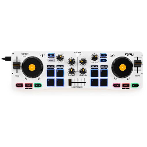Hercules DJ Controller 2-Channel, Black, White, Yellow