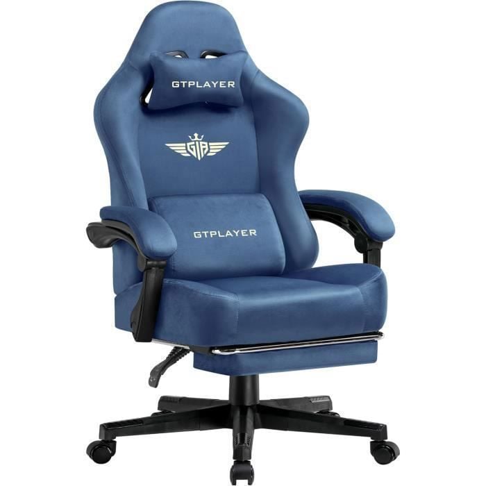 GTPLAYER Gaming Chair GT829-BL - Fabric - Blue - 45P x 66L x 131H cm