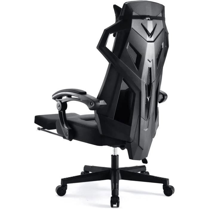 Gtplayer Ergonomic Gaming Chair - Leather & Fabric - Black - 34x23x12 inches