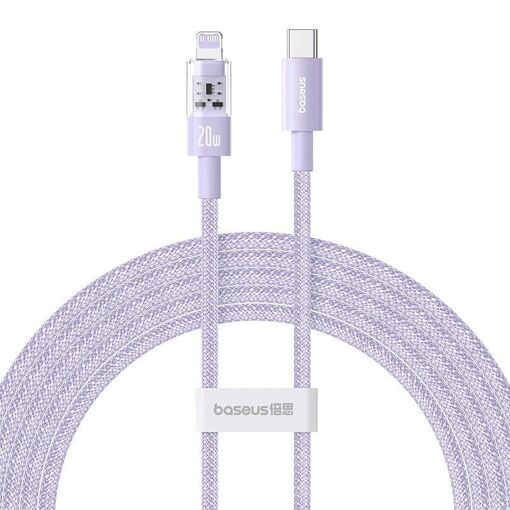 Cable USB-C a Lightning Baseus Gem, carga rápida de 20W, 2m - Púrpura Neblina (P10373001511-01)