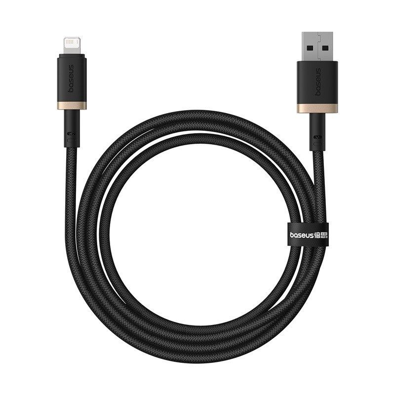 Cable de datos USB a Lightning, 2.4A, 1m - Baseus Dura (P1037780101U01-00) - Oro / Negro