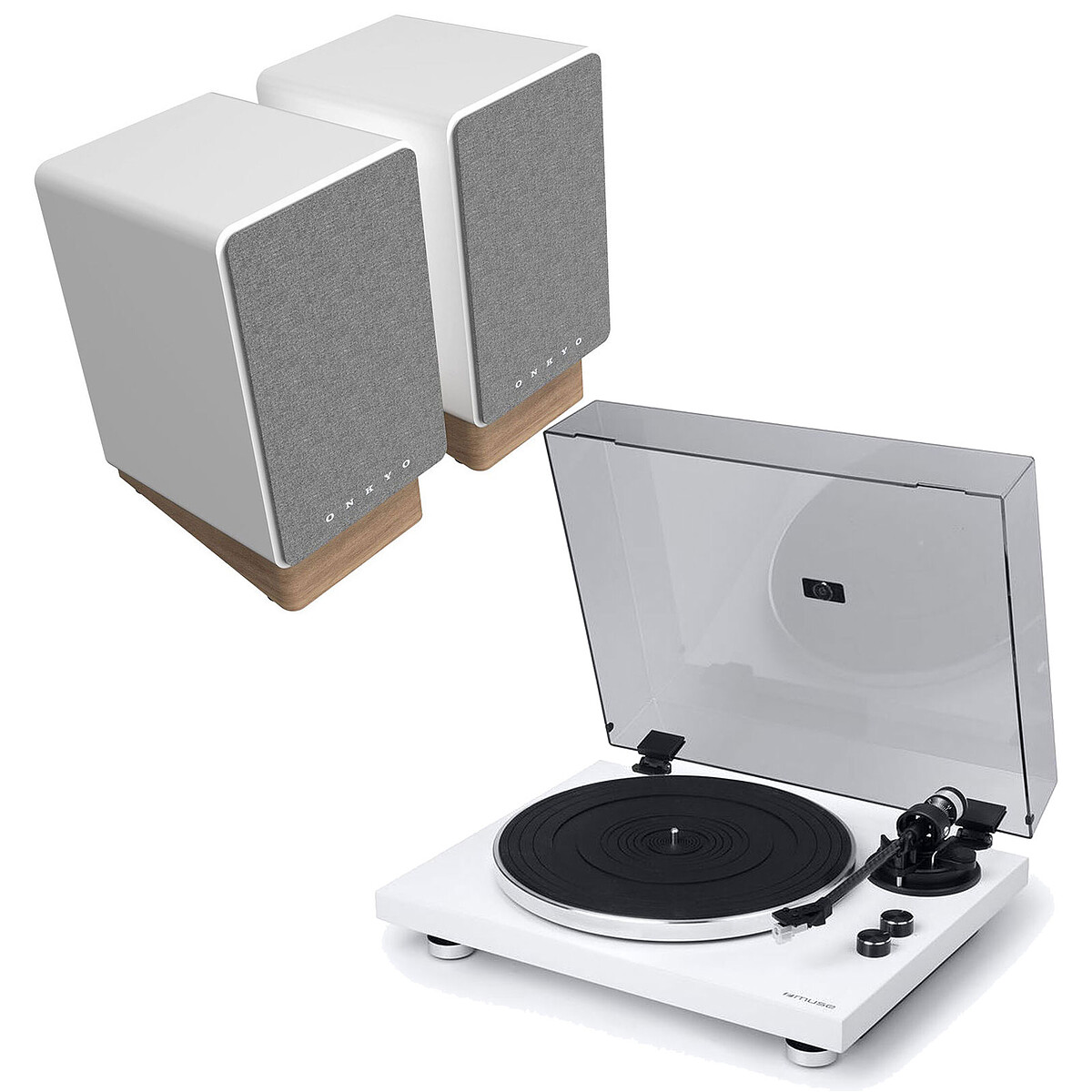 Onkyo GX-30ARC Wireless Hi-Fi Speakers, White + Muse MT-109 BTO White