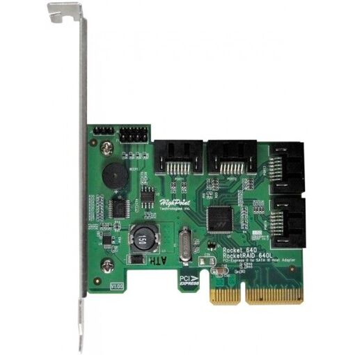 Contrôleur de stockage HighPoint RocketRAID 640 - 4 canaux - SATA 6 Gb/s - profil bas - RAID 0, 1, 5, 10, JBOD - PCIe 2.0 x4