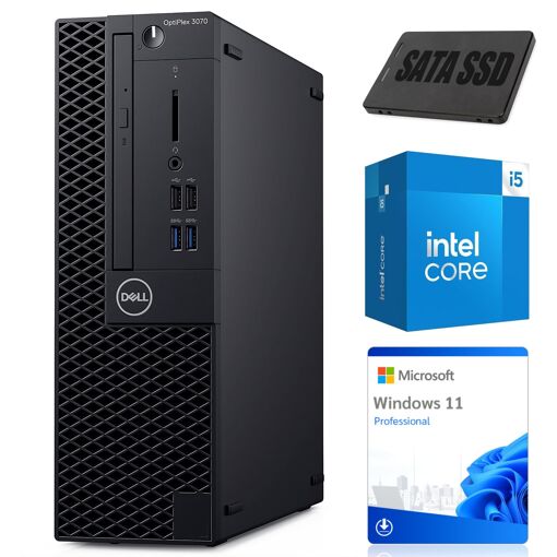 Ordinateur de bureau Dell OptiPlex 3070 SFF, i5-9400, 16 Go RAM, 256 Go SSD, Windows 11 Pro