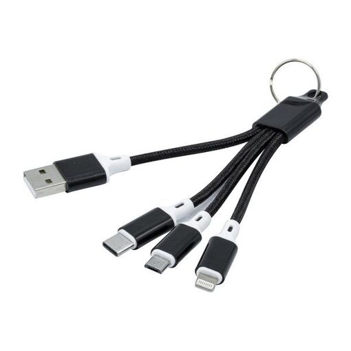 Exertis Connect Octopus - Charging Adapter - USB to Micro-USB Type B, Lightning, 24-pin USB-C - 12 cm - Black