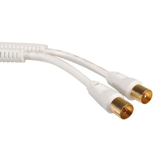 Cable de antena TV dorado 100dB M/F Ferrita, blanco, 2m