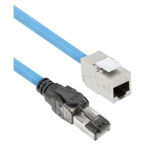 ACT Network Cable Extension - RJ-45 (M) to RJ-45 (F) - 70m - 7.4mm - S/FTP - CAT 6a - IEEE 802.3bt - Halogen-free, Hook-free, Solid - Blue, RAL 5015