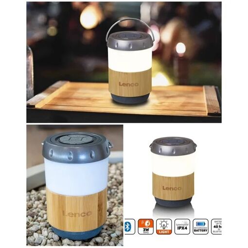 Lenco Bluetooth Speaker with Integrated Rechargeable Battery + Lantern 3 Intensities