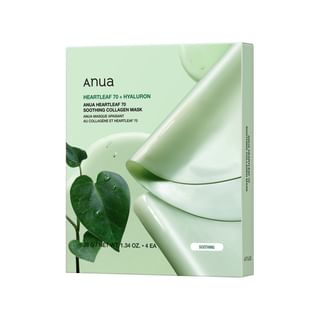 Set de mascarillas de colágeno Anua, 3 tipos hojas de corazón 70 calmante