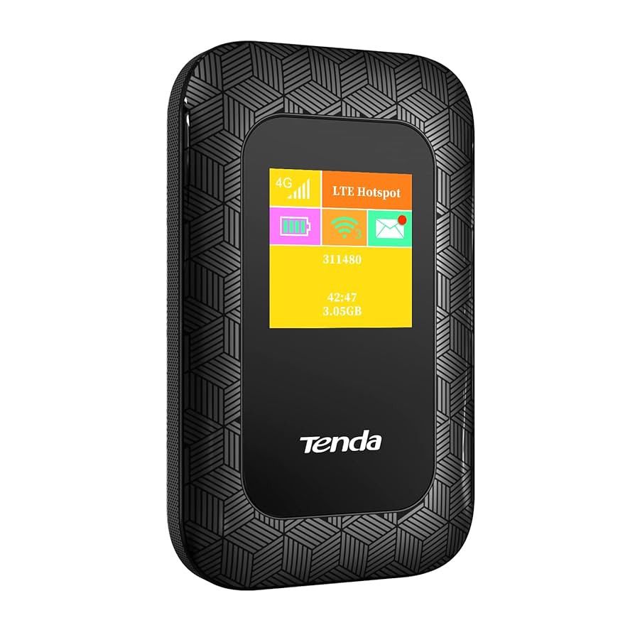 Routeur portable Tenda 4G185 4G LTE WiFi 6 - Noir, Nano SIM, USB-C, 150 Mbit/s