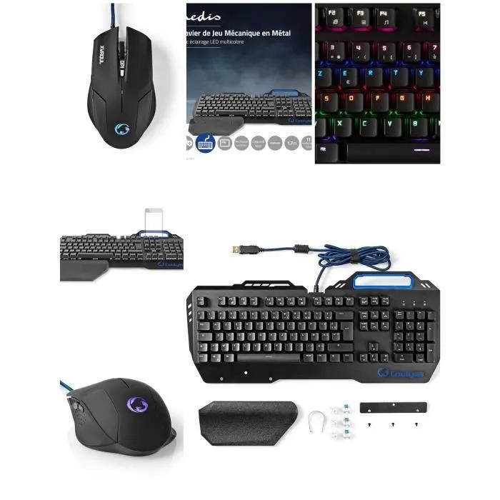 Pack Gamer PRO-MK400 - Teclado mecánico - Iluminación RGB - Metálico - Con cable