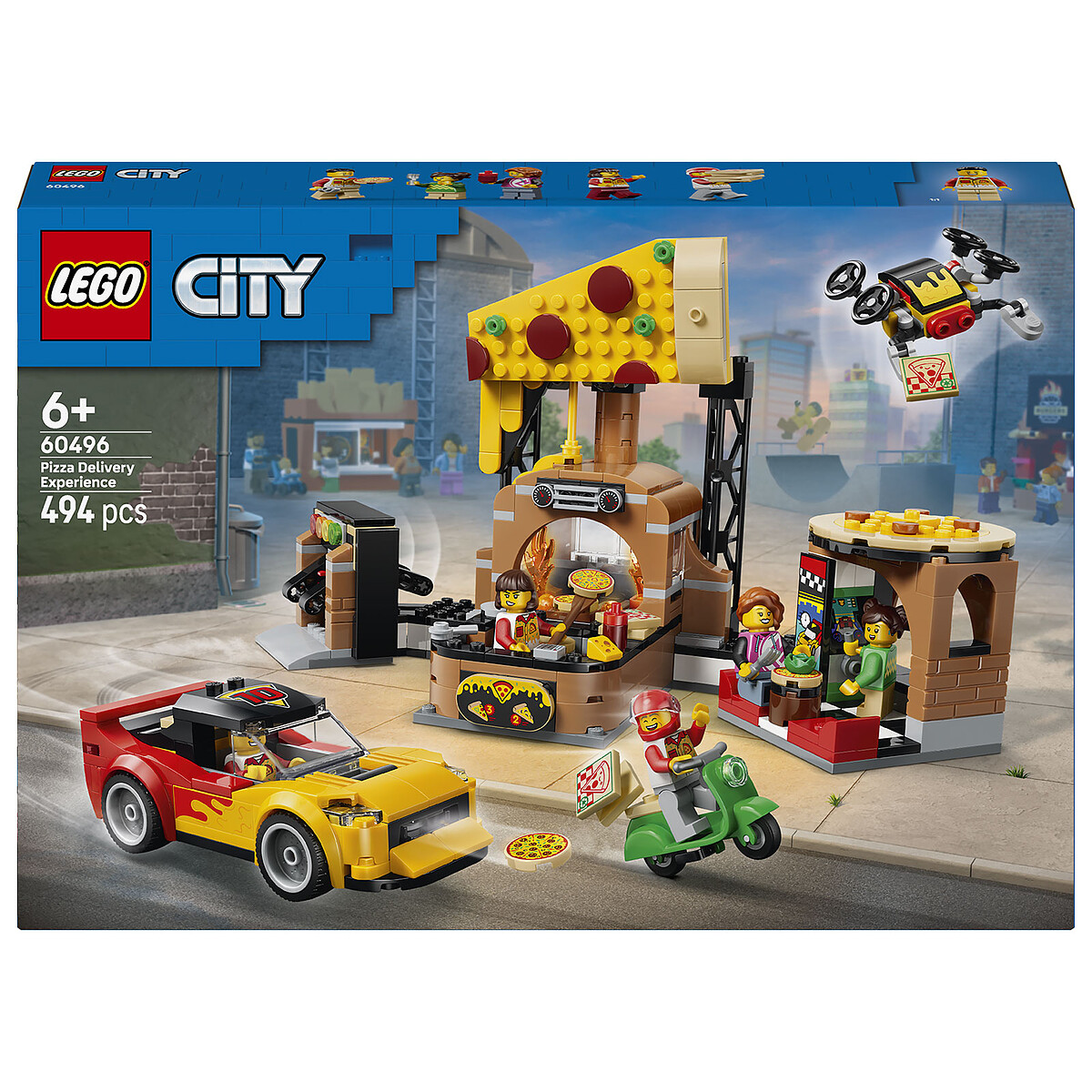 Conjunto Lego Ciudad Pizzería y sus Vehículos de Entrega 60496