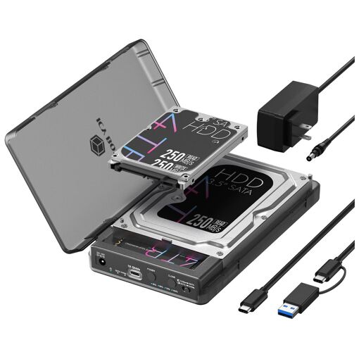 RaidSonic ICY BOX IB-3882MSCL-CU31 M.2/2.5"/3.5 Hard Drive/SSD Enclosure - Black