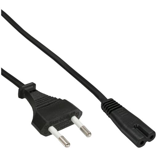 Cable eléctrico InLine 16654I Negro 1,8 m CEE7/16 con acoplador C7