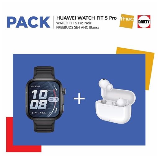 Huawei WATCH FIT 5 PRO Reloj Inteligente - Negro + Auriculares FreeBuds 4 Blanco
