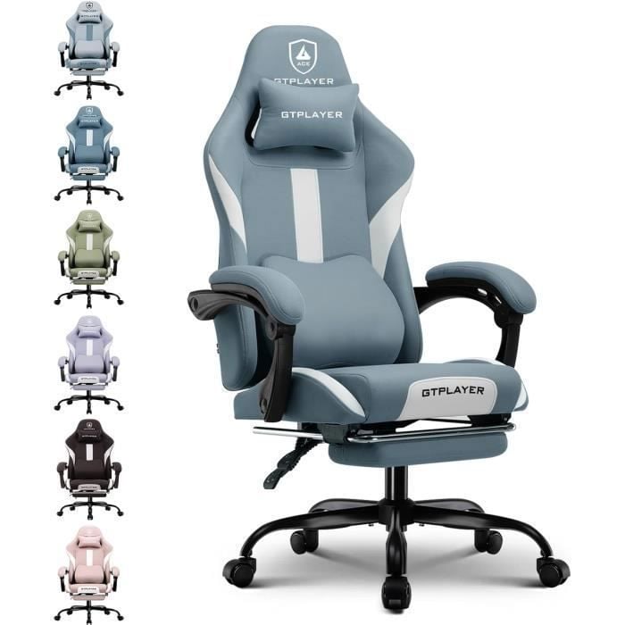 Gtplayer Gaming Chair GT905 - Breathable Fabric - Blue - 55 x 58 x 139 cm