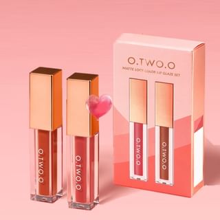 Set O.TWO.O Matte Lock Color Brillo Labial - 2 unidades (S02, Marrón + Té Negro)