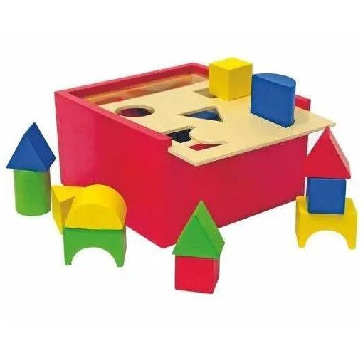Interruptor KVM Woodyland - Caja clasificadora de formas de madera educativa 16x16 cm (20 piezas)
