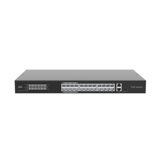 Conmutador Uniview L2 gestionado por nube - 24 puertos PoE+, 370W PoE, 1x Uplink RJ45, 1x Uplink Combo