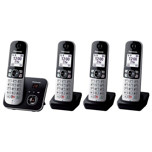 Panasonic KX-TG6864 Cordless Phone, Black and Silver