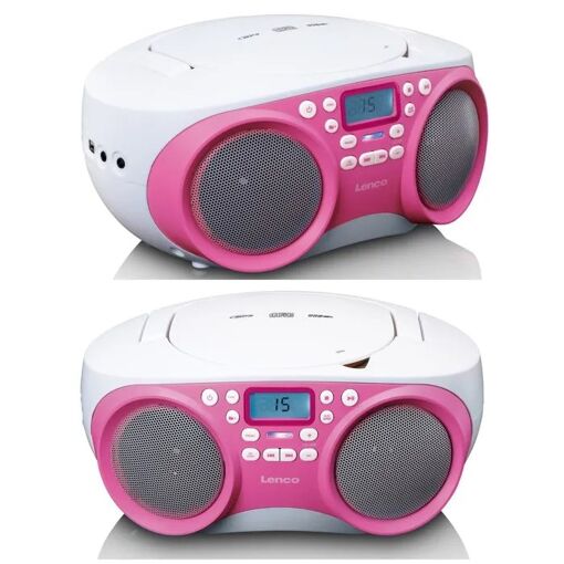 Reproductor de radio/CD portátil Lenco FM (rosa)