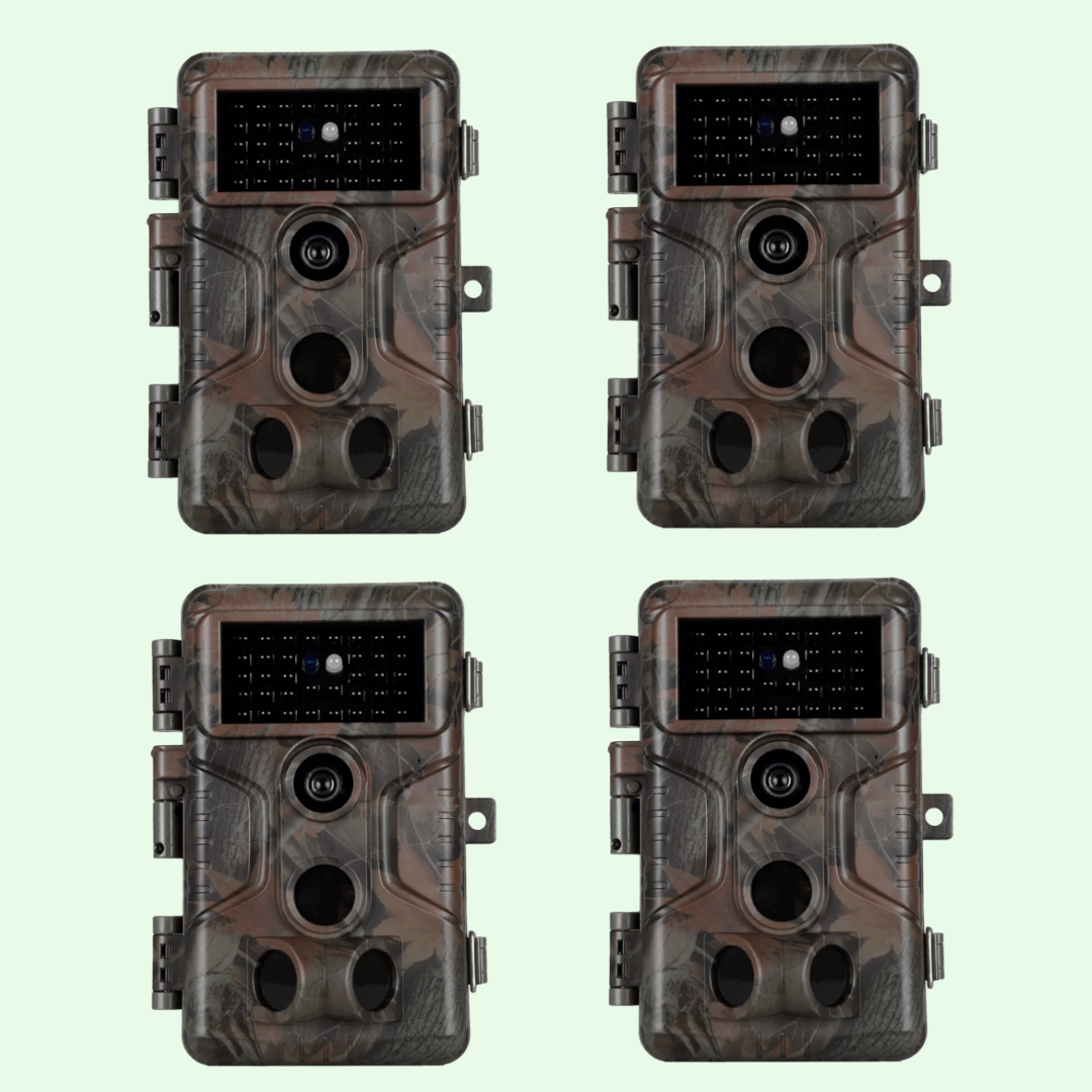 BlazeVideo A323 64MP Night Vision Camera (4-Pack) with 1296P Video, No Glow Infrared, Motion Detection, Waterproof IP66