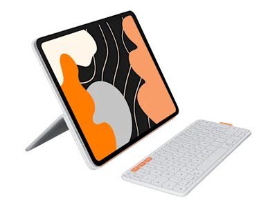 Logitech Flip Folio - Wireless Keyboard and Case - Full Size - Bluetooth 5.1 LE - AZERTY - French - Light Gray - for Apple 13-inch iPad Air (M2, M3); 13-inch iPad Pro (M4, M5)