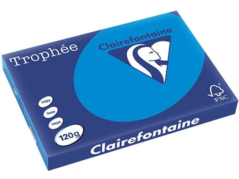 Papier coloré Clairefontaine bleu Caraïbes A3, 120 g/m² (250 feuilles)